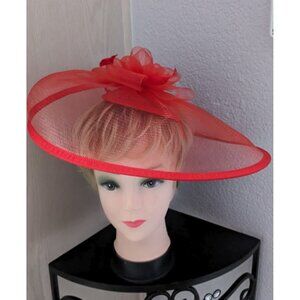 Elegant Red Fascinator Hat for Women – Wedding, Derby, Church & Luncheon Ready
